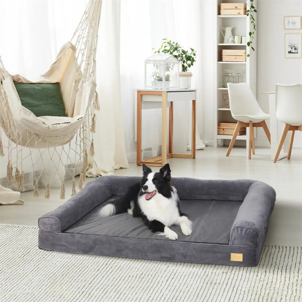 Dog Bed 120x90cm Orthopedic Pet Mattress with Removable Washable Cover Foam Cushion Grey - XL
