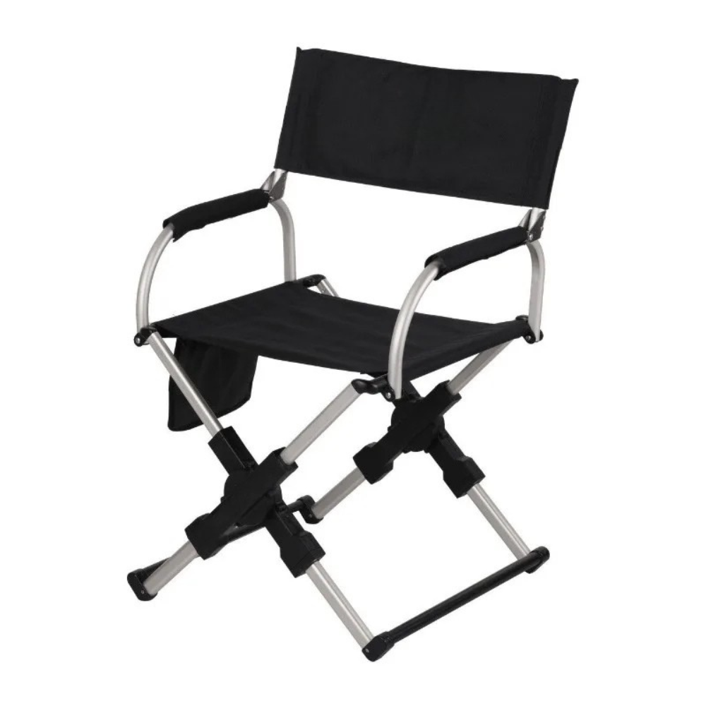 Folding Chair Portable Outdoor Beach Chair with Armrests Metal Frame Lightweight - Black
