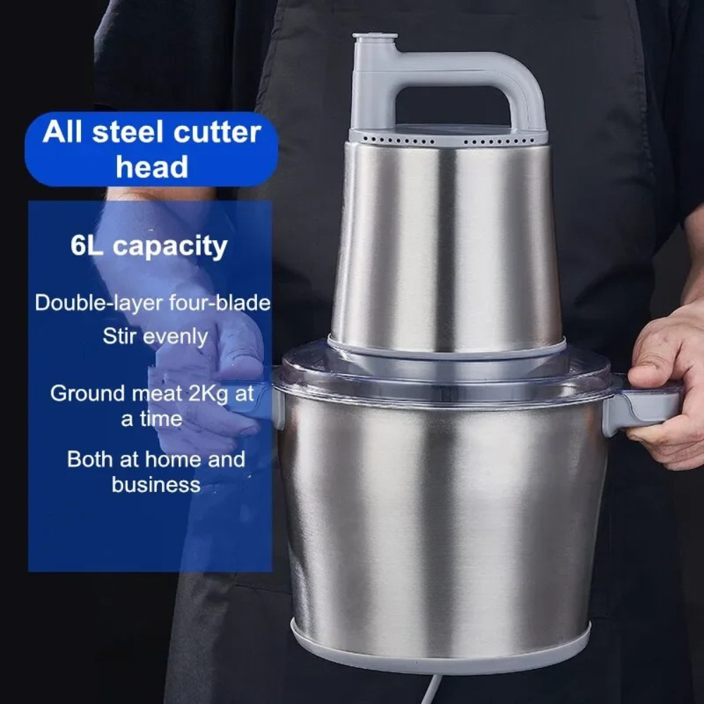 Stainless Steel Electric Meat Mincer 6L Food Processor 2-Speed Chopper – Silver