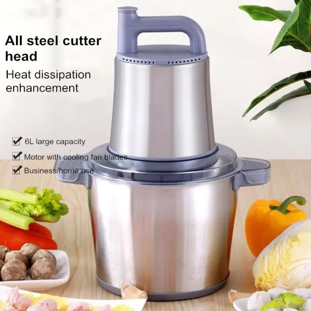 Stainless Steel Electric Meat Mincer 6L Food Processor 2-Speed Chopper – Silver