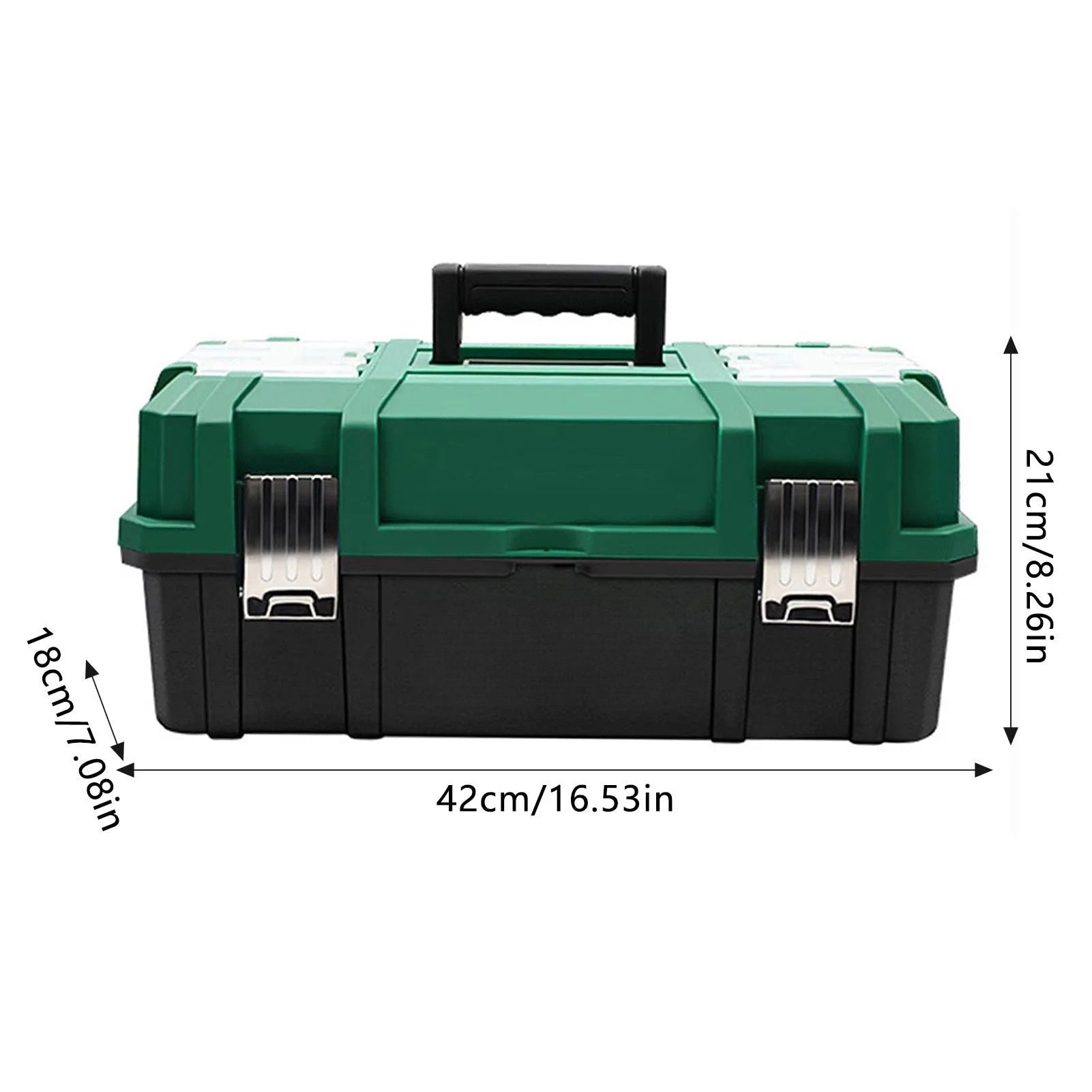 Portable Heavy Duty Triple Folding Tool Storage Case 42 cm Plastic Organizer Toolbox