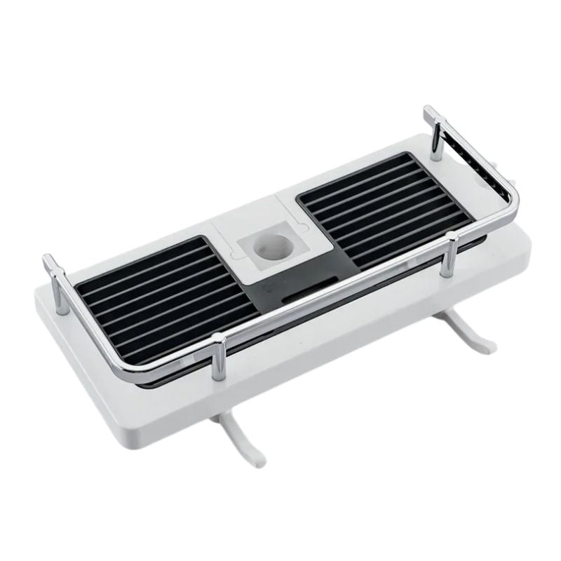 Bathroom Shower Shelf 24cm No-Drill Pole Mounted Drainage Storage Rack Adjustable - White