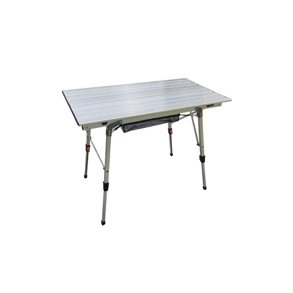 Camping Folding Table Portable Aluminum Alloy Roll Top Picnic Table - Silver