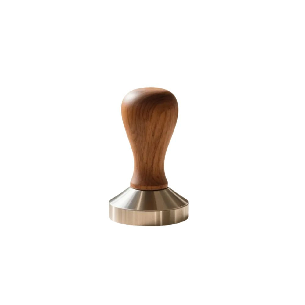 Coffee Tamper 53mm Espresso Press with Solid Wood Handle and 304 Stainless Steel Base