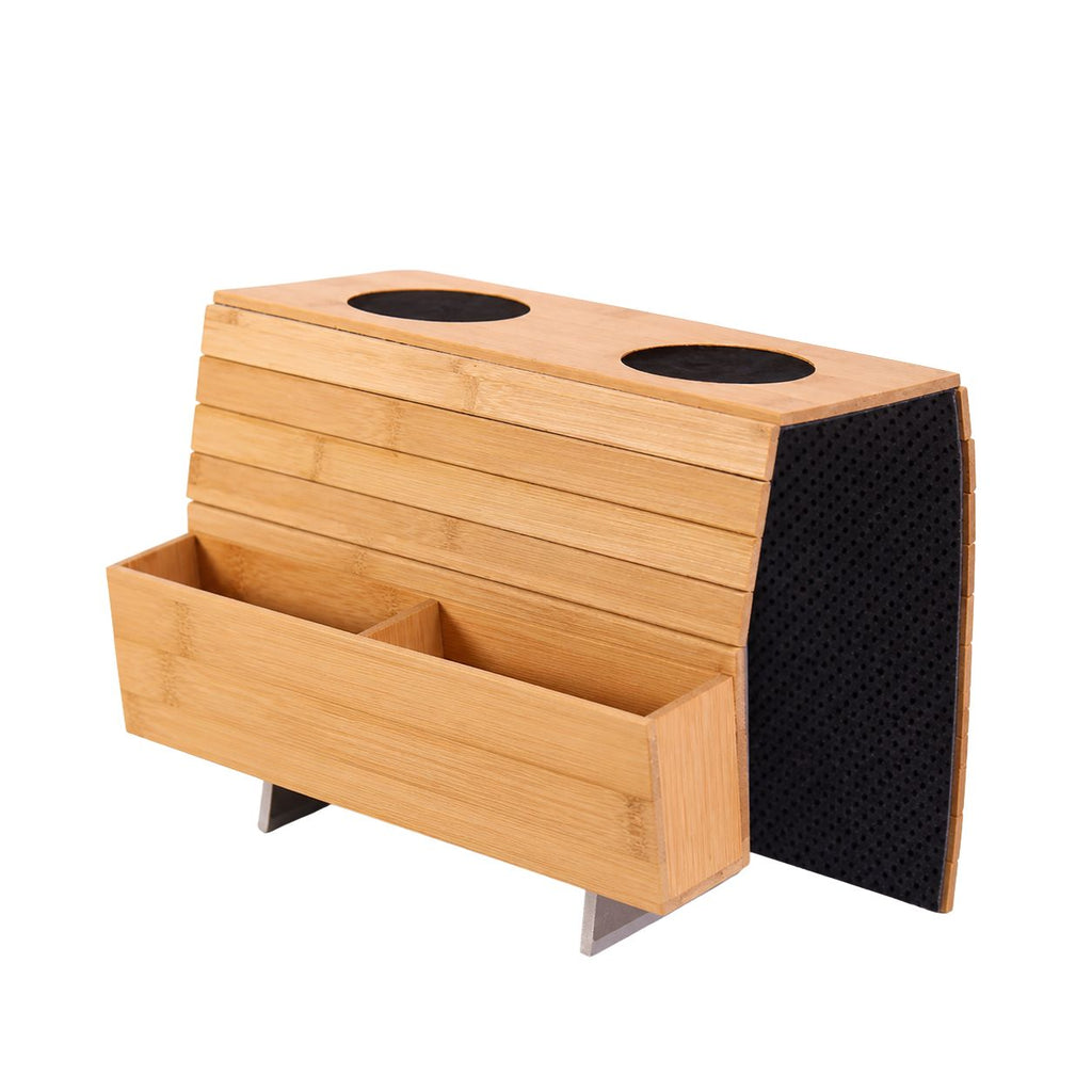 Couch Cup Tray Foldable Bamboo Sofa Armrest Organizer 49.5cm Space Saving Storage Tray - Black