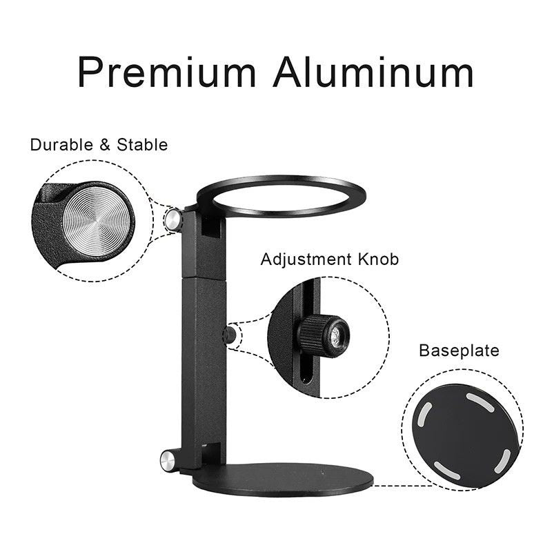 Pour Over Coffee Stand Folding Adjustable Metal Drip Filter Holder - Silver