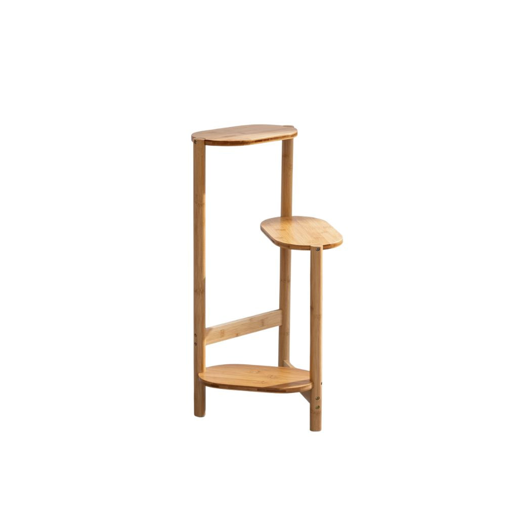 Plant Stand 3 Tier Bamboo Corner Flower Pot Shelf Display Holder - Natural Wood