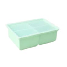 Food Freezer Tray 4 Grid Silicone Storage Container with Lid Reusable Meal Portion Organiser - Green