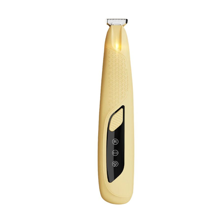 Pet Hair Clipper Rechargeable Electric Trimmer with LED Light Precision Grooming Tool - Yellow
