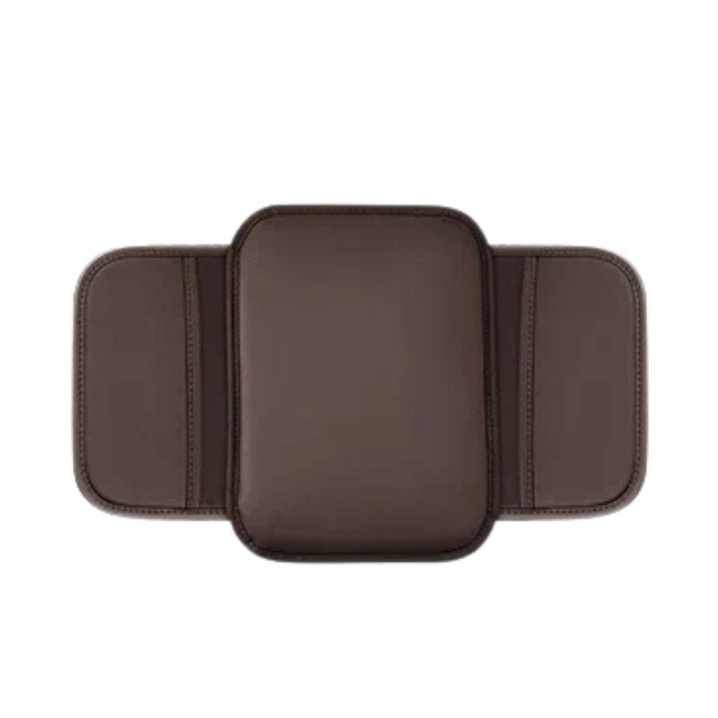 Armrest Cushion Adjustable PU Leather Centre Console Pad with Storage Pocket Elbow Support - Brown
