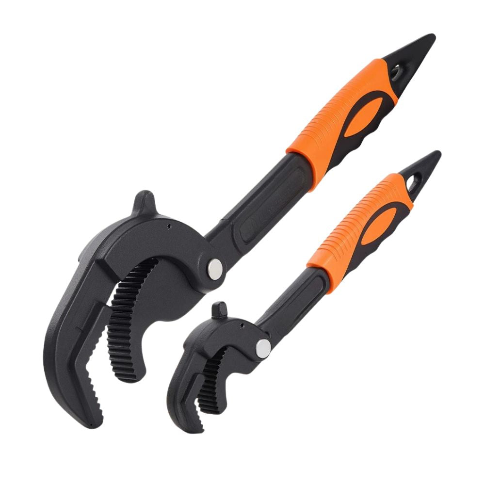 Pipe Wrench Heavy Duty Self-Adjusting Carbon Steel Plumbing Tool Set 10 Inch and 15 Inch 30-63 mm Jaw Opening