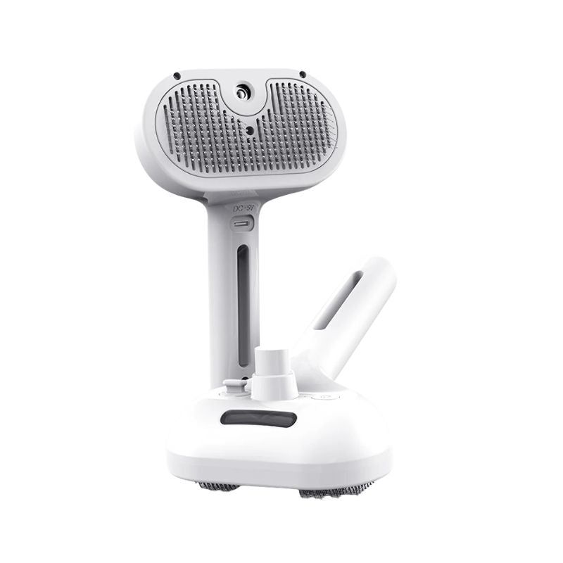 Pet Grooming Comb 28mL Rechargeable Steam Spray Brush 80 Minute Runtime Fur Care Tool