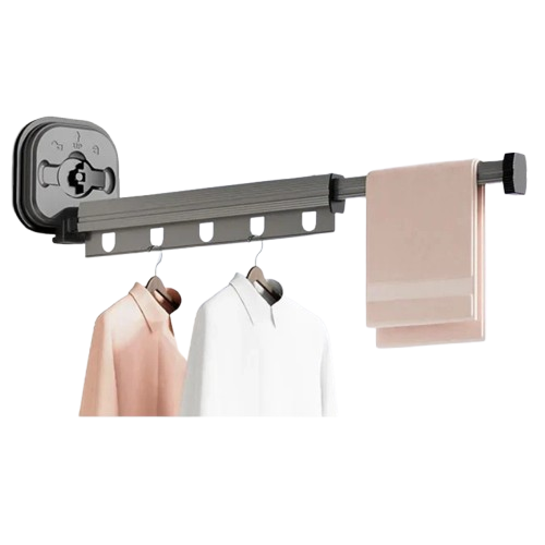 Retractable Clothes Drying Rack Wall Mounted Collapsible Laundry Hanger Rack One Fold Gray