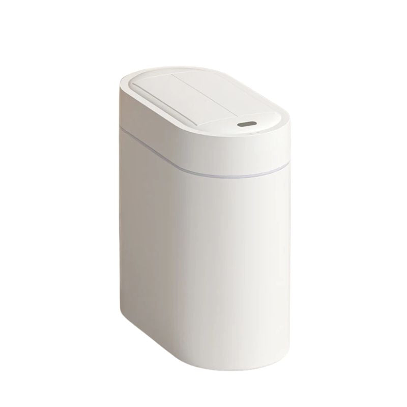 Trash Can Portable 9L Automatic Lid Narrow Wall Mount Waste Bin with Bag Storage White