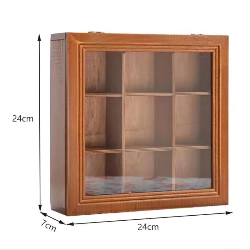 Jewelry Storage Box Portable 9 Grid Solid Wood Desktop Organizer Case Multi Function Rectangle Design