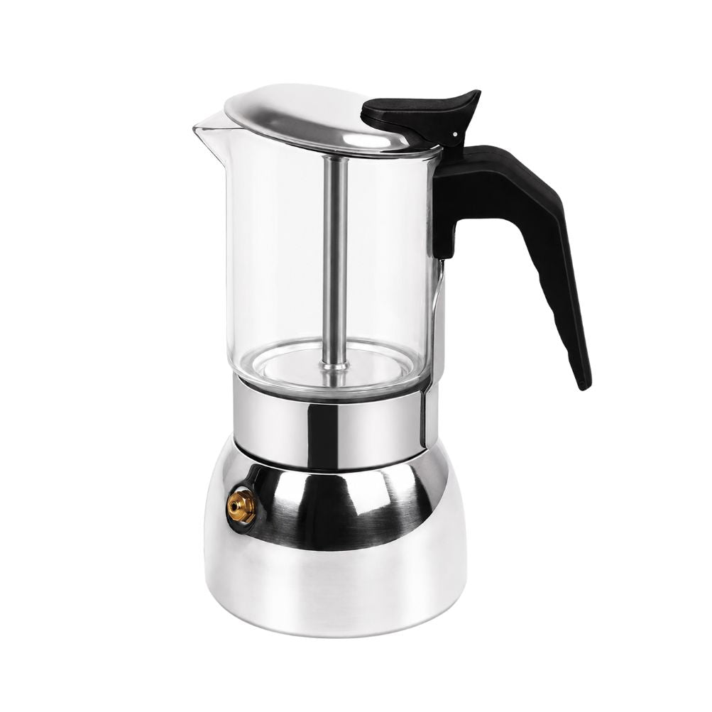 Coffee Maker 450mL 9 Cup Glass Stainless Steel Stovetop Espresso Brewer Transparent Extraction
