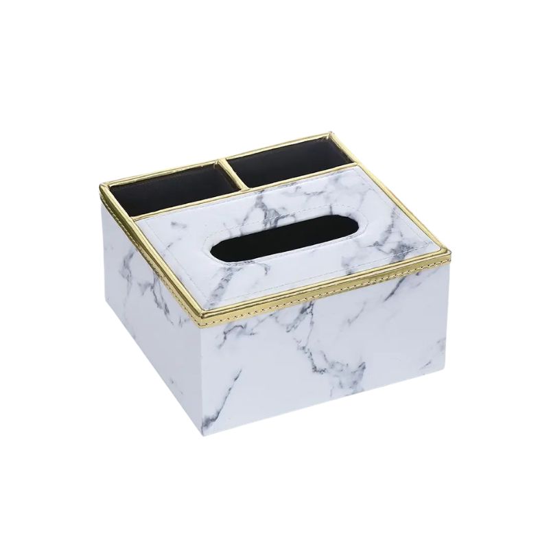 Tissue Box Desktop Napkin Holder with Storage Compartment and Flip Lid - Green