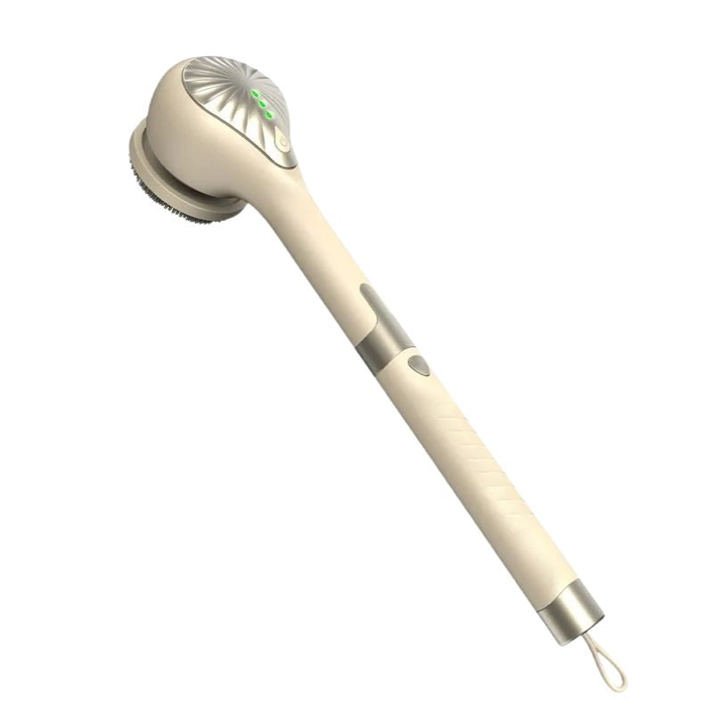 Electric Bath Brush 3 Gear Rechargeable IP67 Waterproof Long Handle Shower Scrubber - Beige