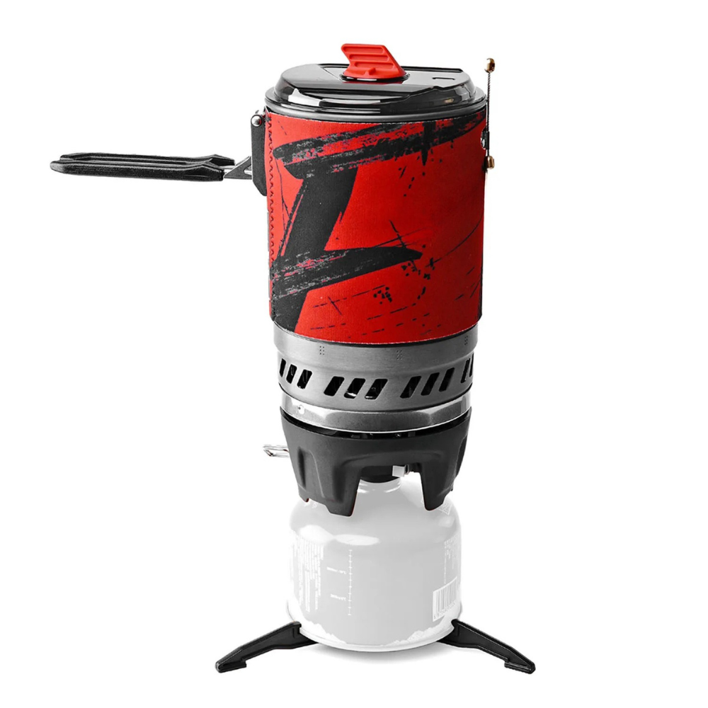 Camping Stove System 1800W Portable Gas Burner Cooking Set 1L Backpacking - Red