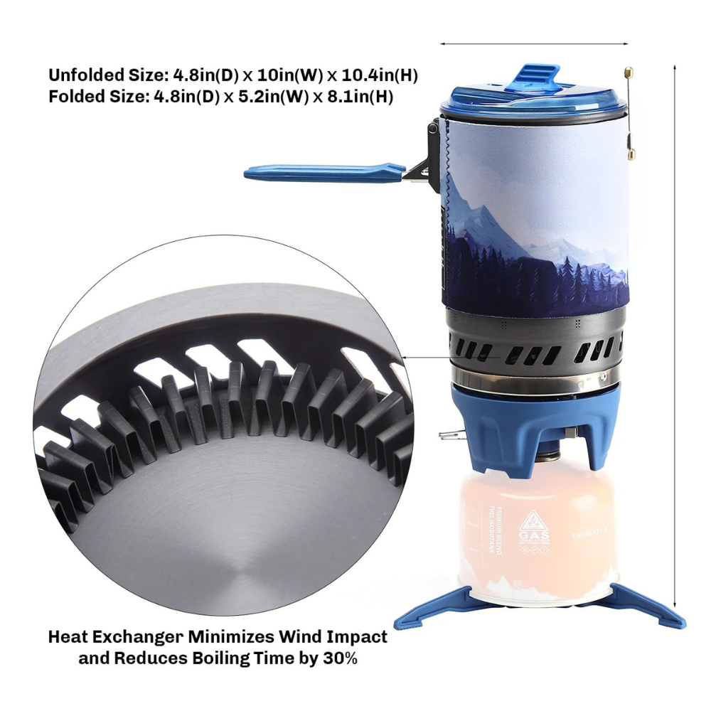 Camping Stove System 1800W Portable Gas Burner Cooking Set 1L Backpacking - Red