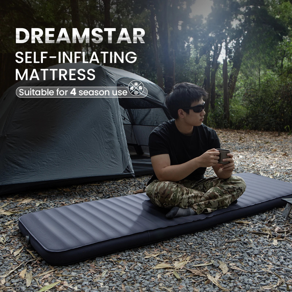 Camping Sleeping Pad 198cm Self Inflating Air Mattress 7.6cm Thick Built in Pump - Dark Gray