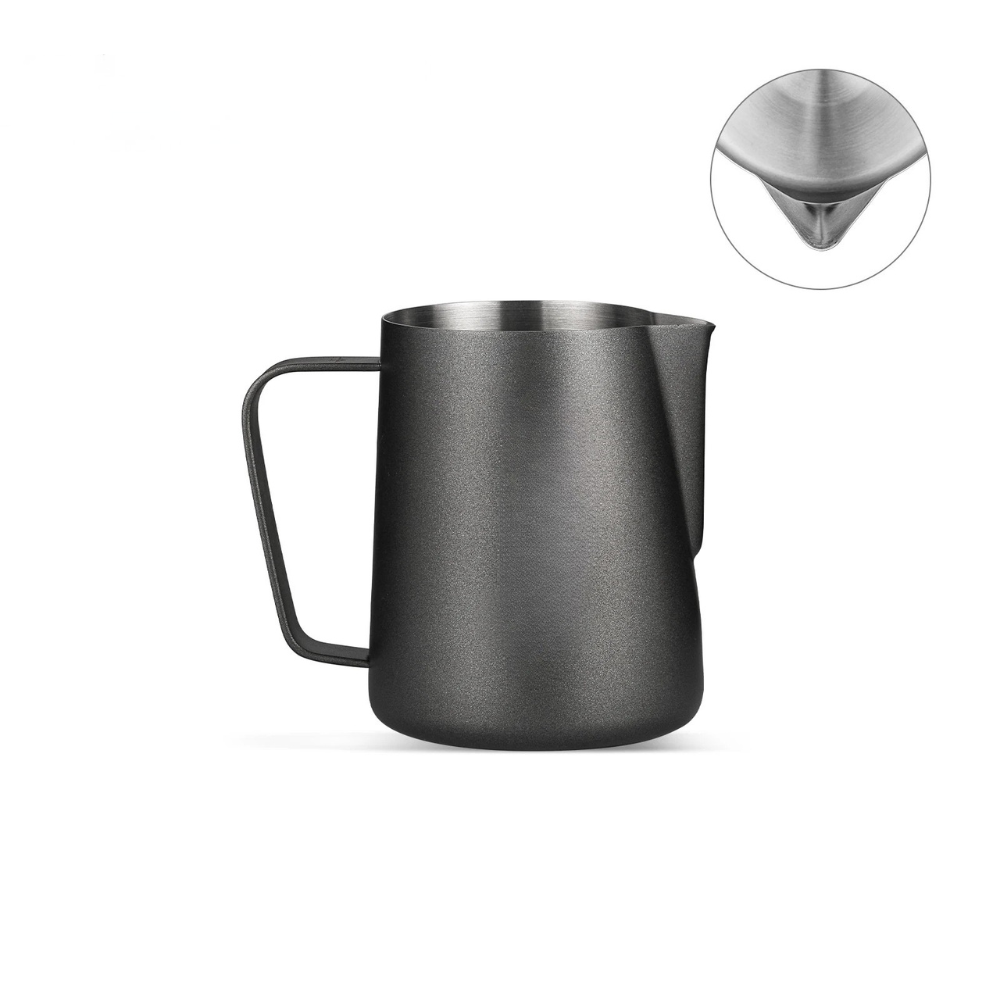 Milk Frothing Pitcher 600ml Stainless Steel Espresso Latte Jug - Black