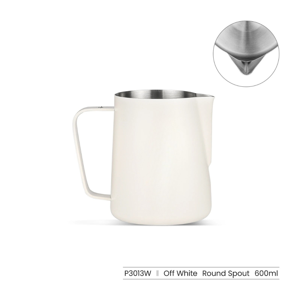 Milk Frothing Pitcher 600ml Stainless Steel Espresso Latte Jug - White