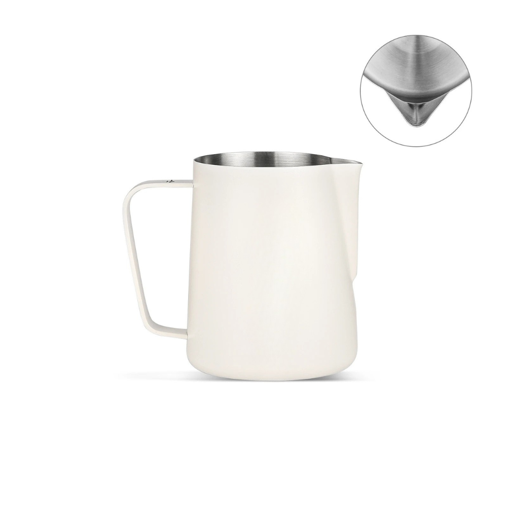 Milk Frothing Pitcher 600ml Stainless Steel Espresso Latte Jug - White