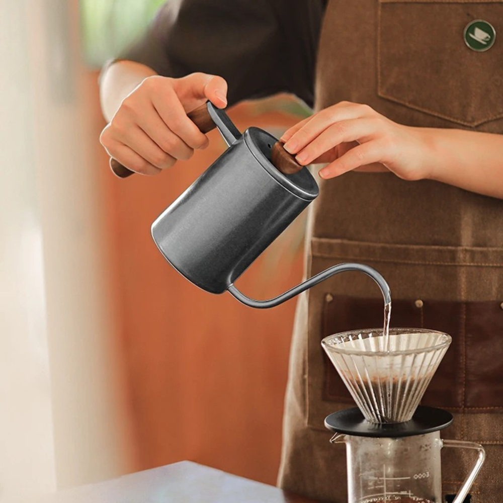 Gooseneck Coffee Kettle 400ml Stainless Steel Pour Over Pot - Black