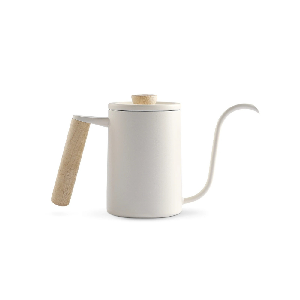 Coffee Kettle 400ml Gooseneck Spout Stainless Steel Pour Over Pot – White