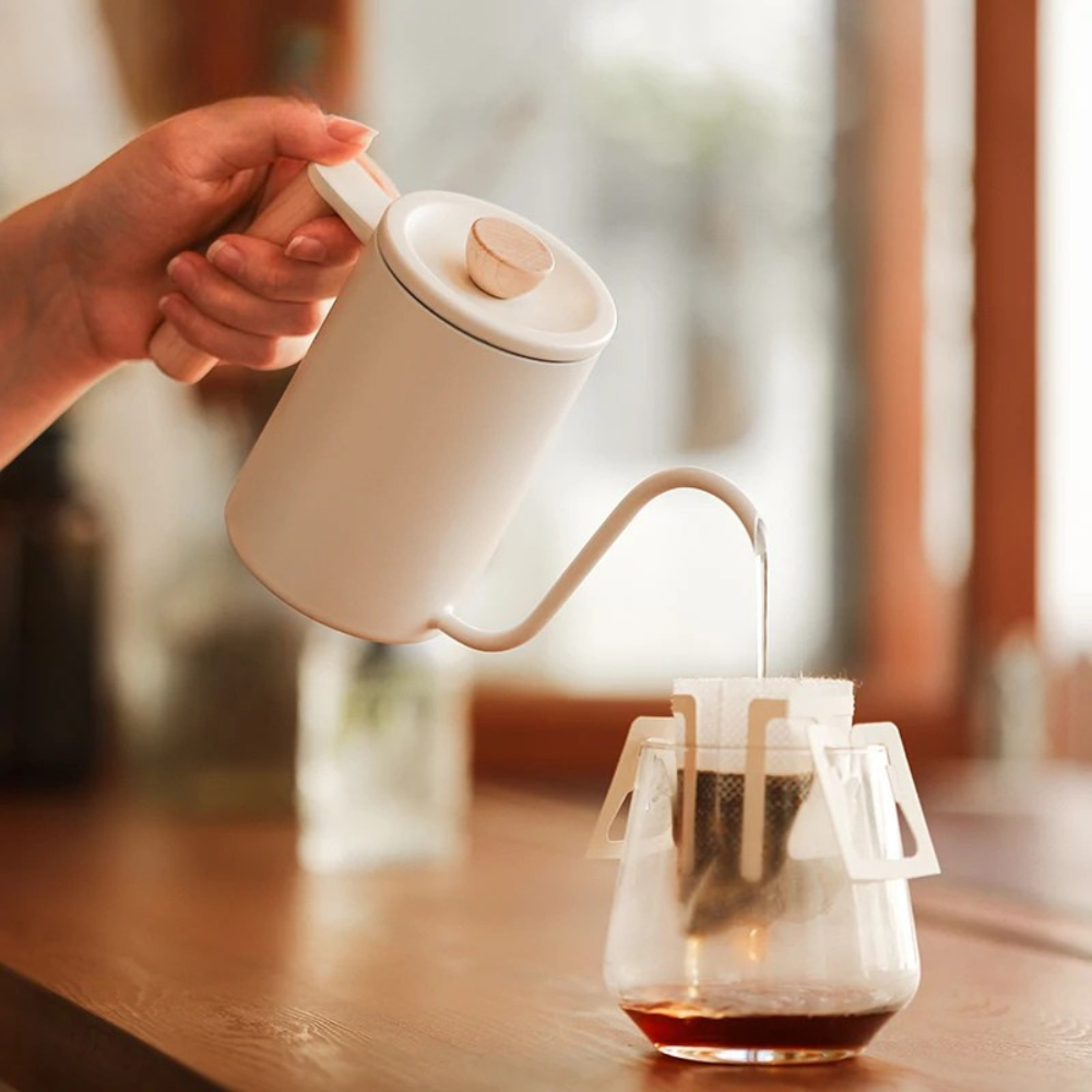 Gooseneck Coffee Kettle 400ml Stainless Steel Pour Over Pot - Black