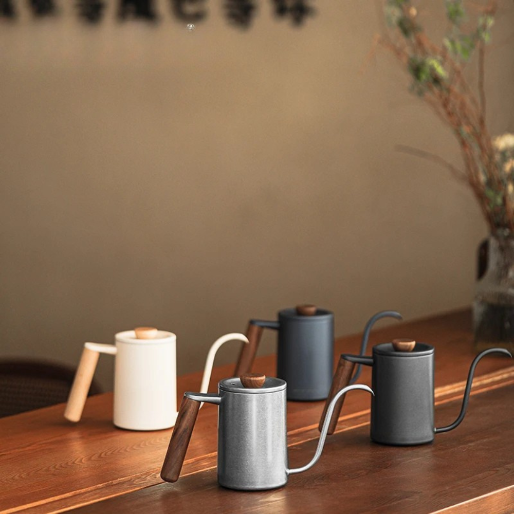 Gooseneck Coffee Kettle 400ml Stainless Steel Pour Over Pot - Black