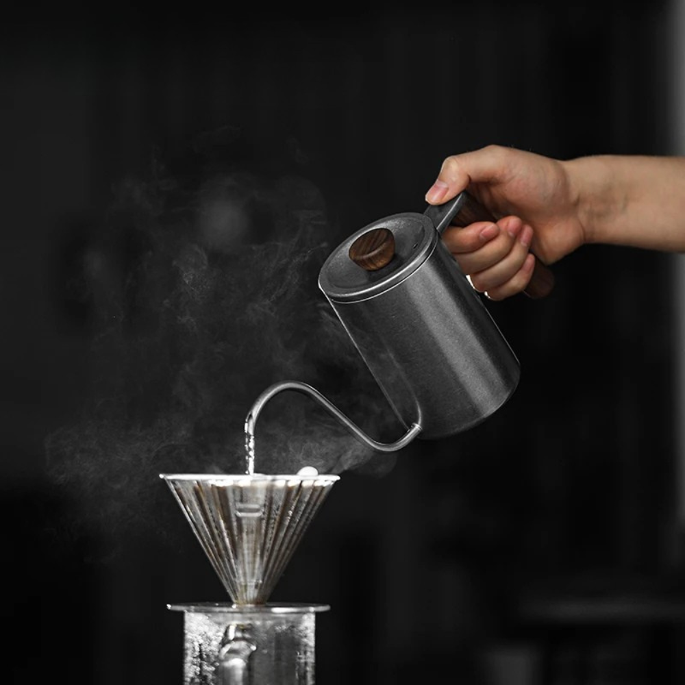 Gooseneck Coffee Kettle 400ml Stainless Steel Pour Over Pot - Black