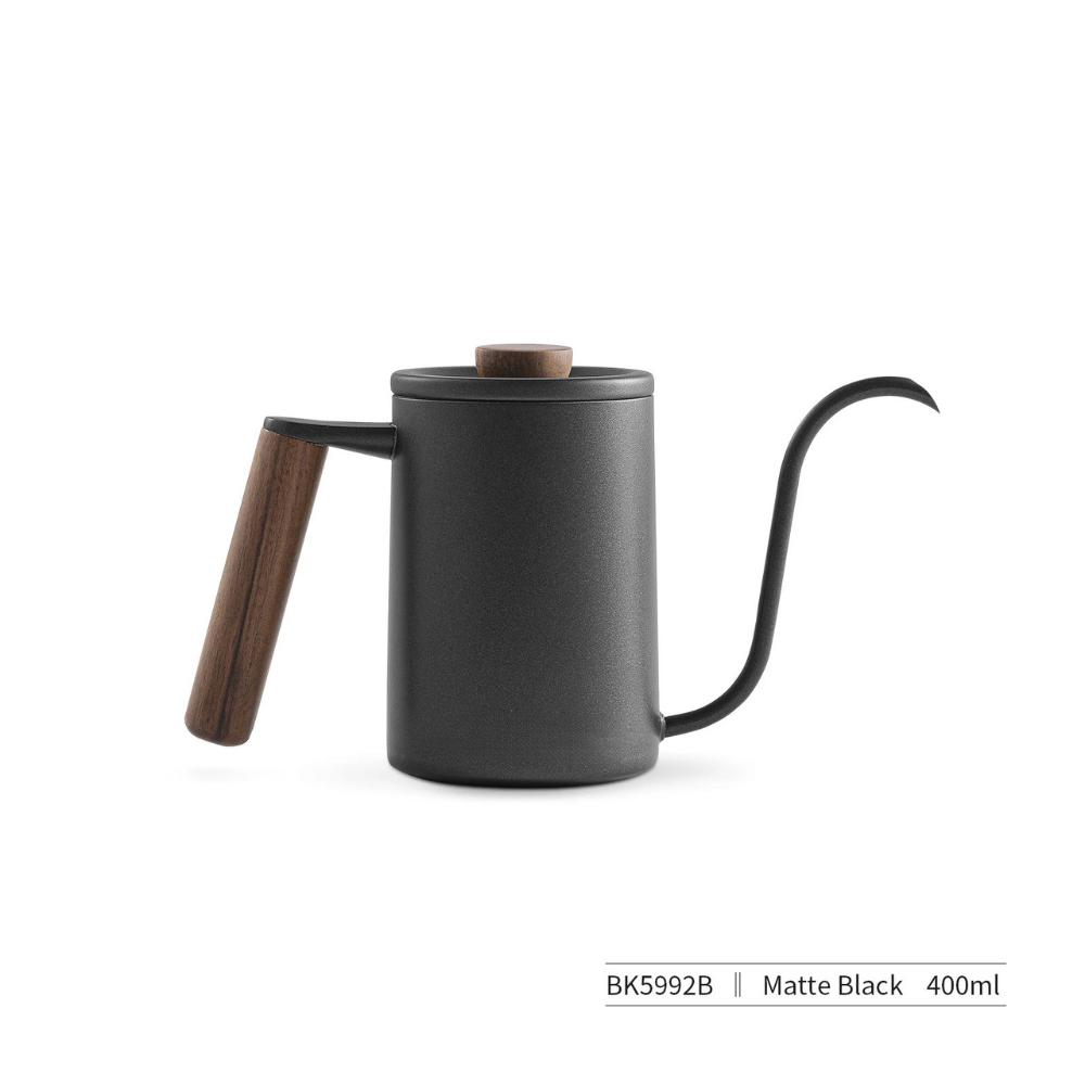 Gooseneck Coffee Kettle 400ml Stainless Steel Pour Over Pot - Black