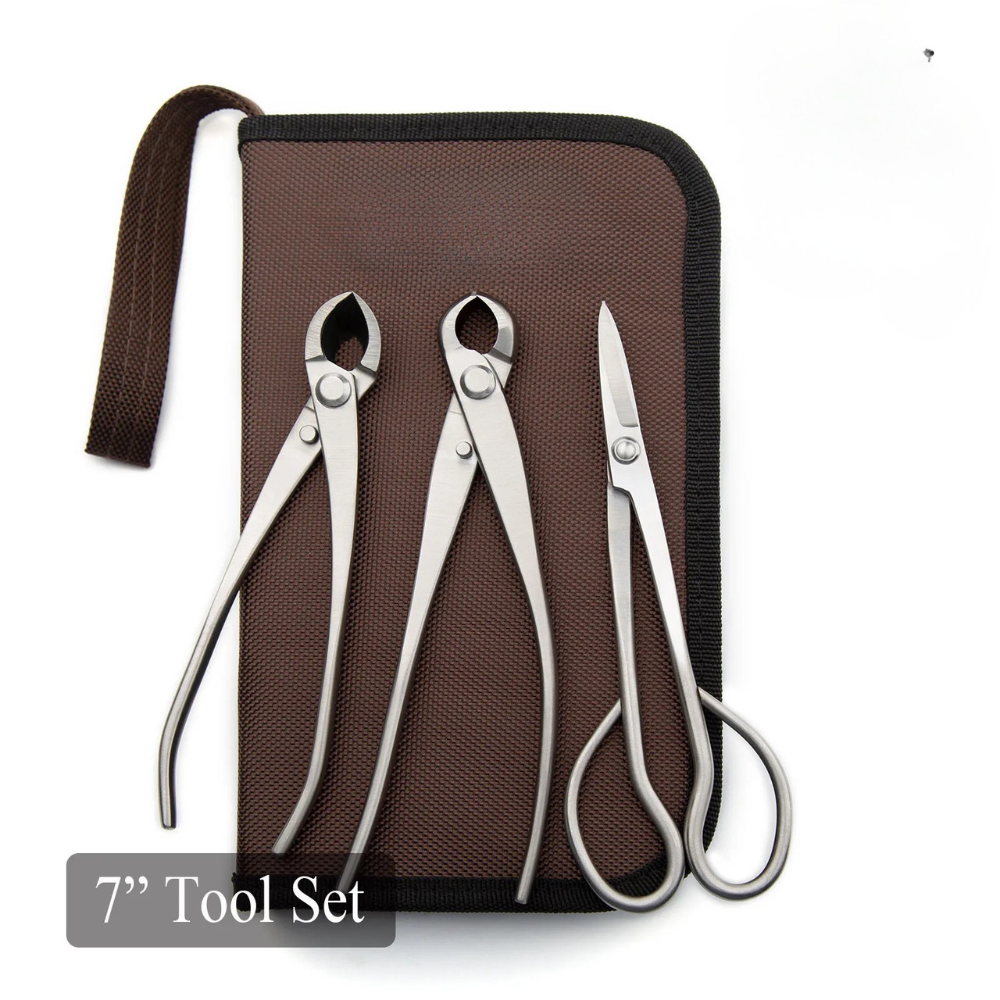 Bonsai Tool Set 3 Piece Standard Pruning Kit with Long Handle Scissors