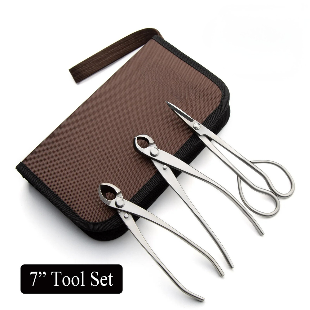 Bonsai Tool Set 3 Piece Standard Pruning Kit with Long Handle Scissors