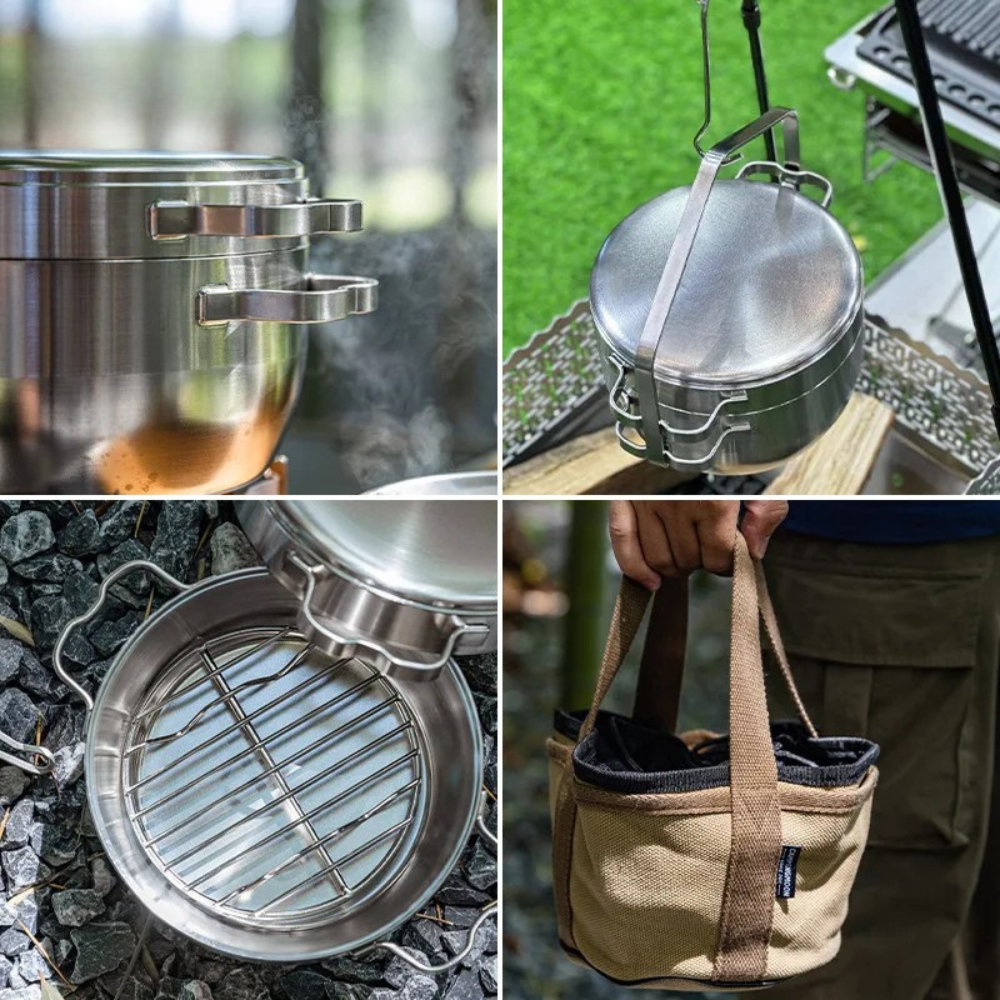 Stainless Steel Dutch Pot 15cm Camping Frying Boiling Hanging Pot