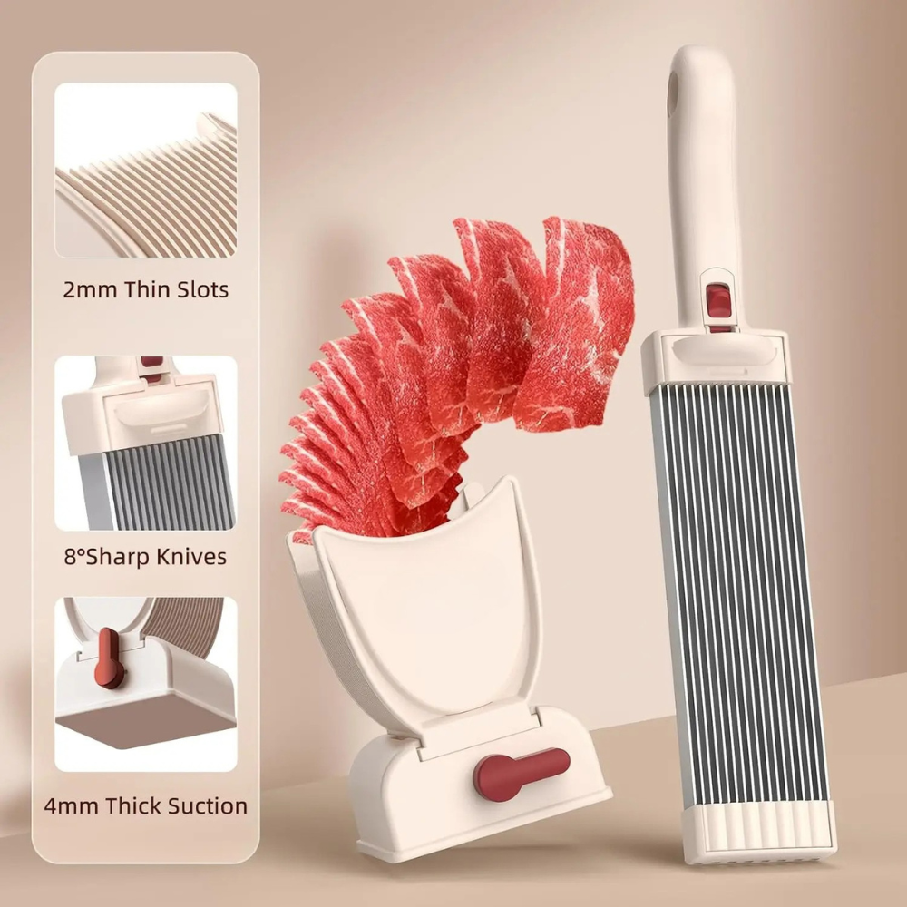Manual Meat Slicer Knife Set Fresh Meat Cutter Kitchen Tool - Grey