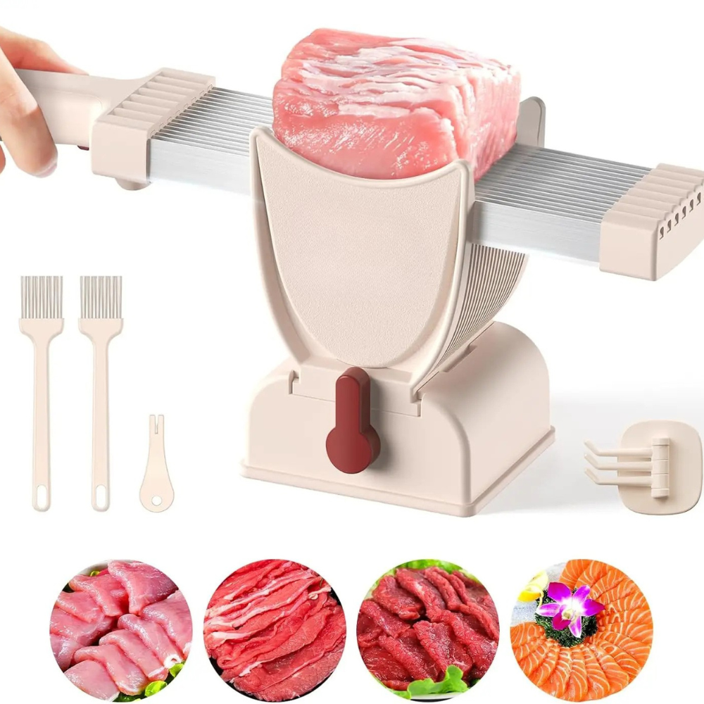 Manual Meat Slicer Knife Set Fresh Meat Cutter Kitchen Tool - Grey