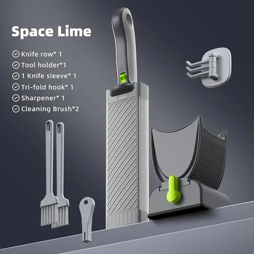 Manual Meat Slicer Knife Set Fresh Meat Cutter Kitchen Tool - Grey