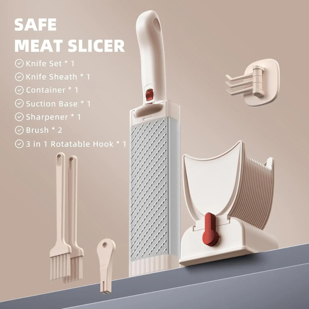 Manual Meat Slicer Knife Set Fresh Meat Cutter Kitchen Tool - Pink