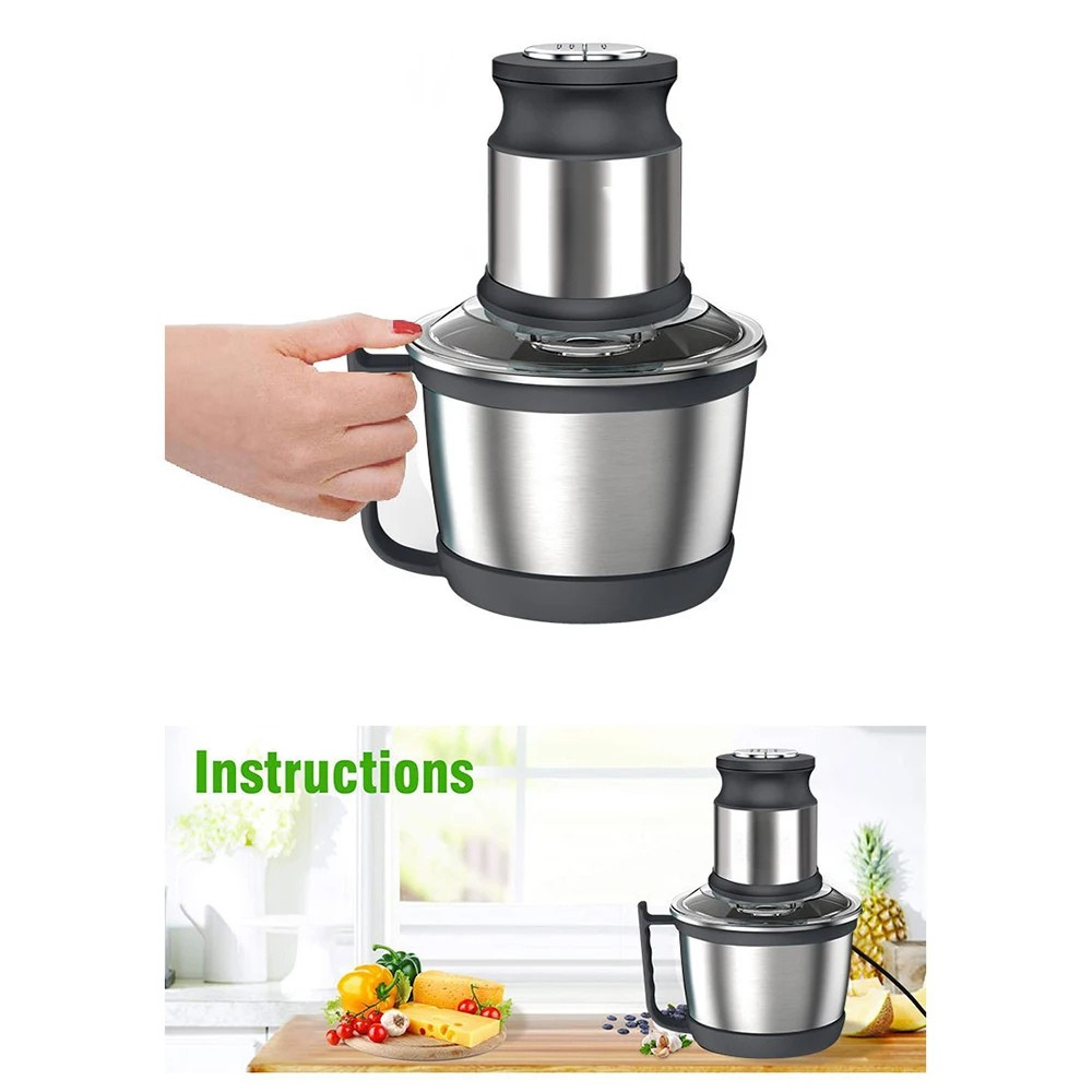 Electric Food Processor Mill 3L Capacity 800W Dual Speed Stainless Steel Chopper – Black