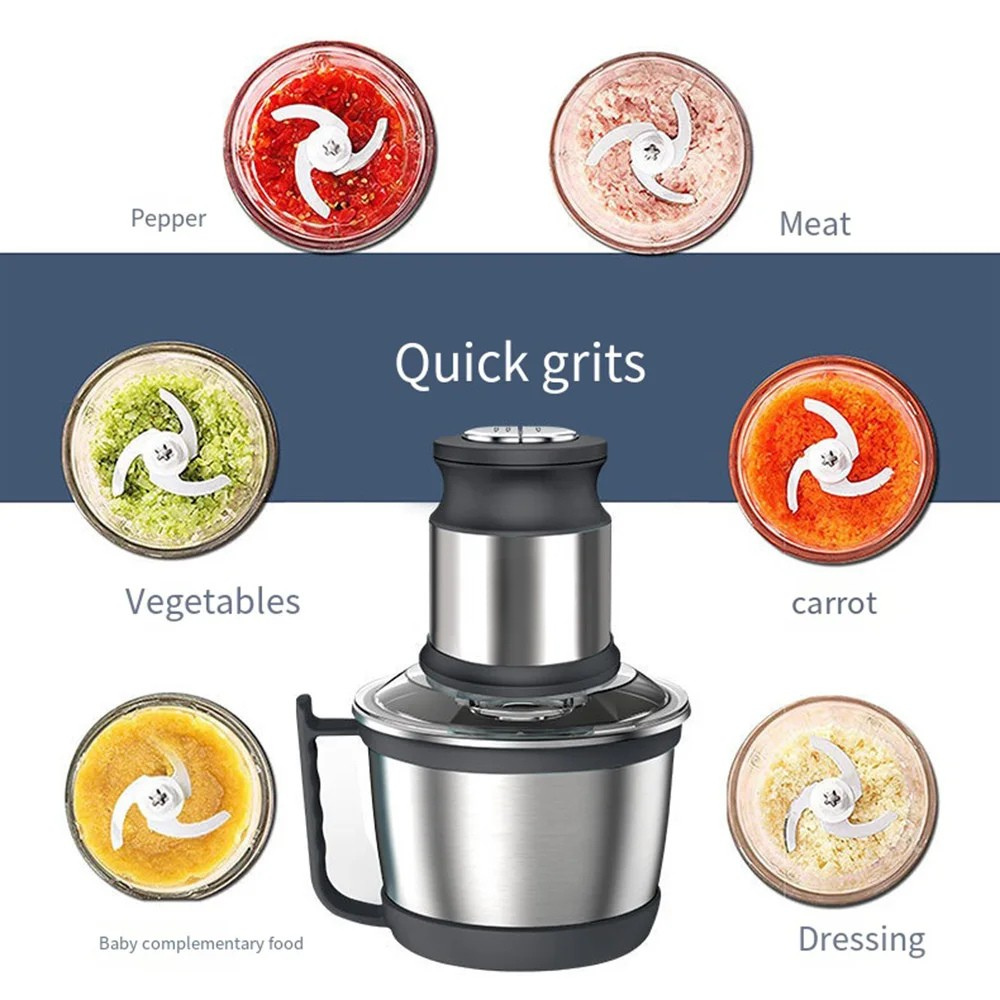 Electric Food Processor Mill 3L Capacity 800W Dual Speed Stainless Steel Chopper – Black