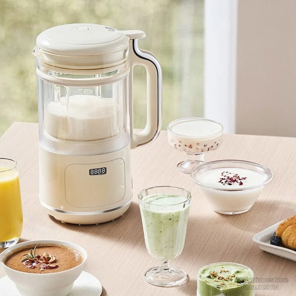 Food Blender 1200ml Multifunction Soy Milk Maker Digital Display Mixer - White