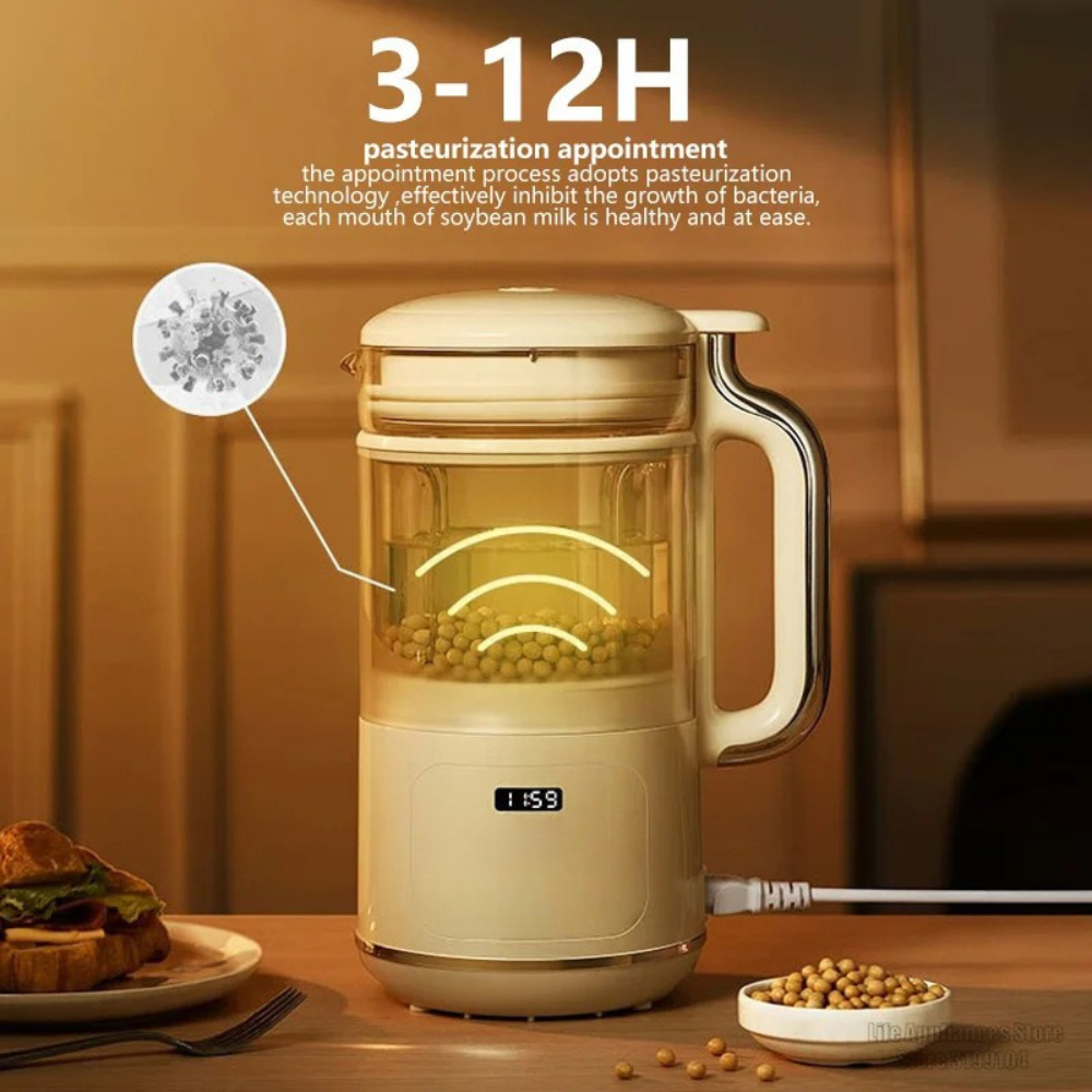 Food Blender 1200ml Multifunction Soy Milk Maker Digital Display Mixer - White