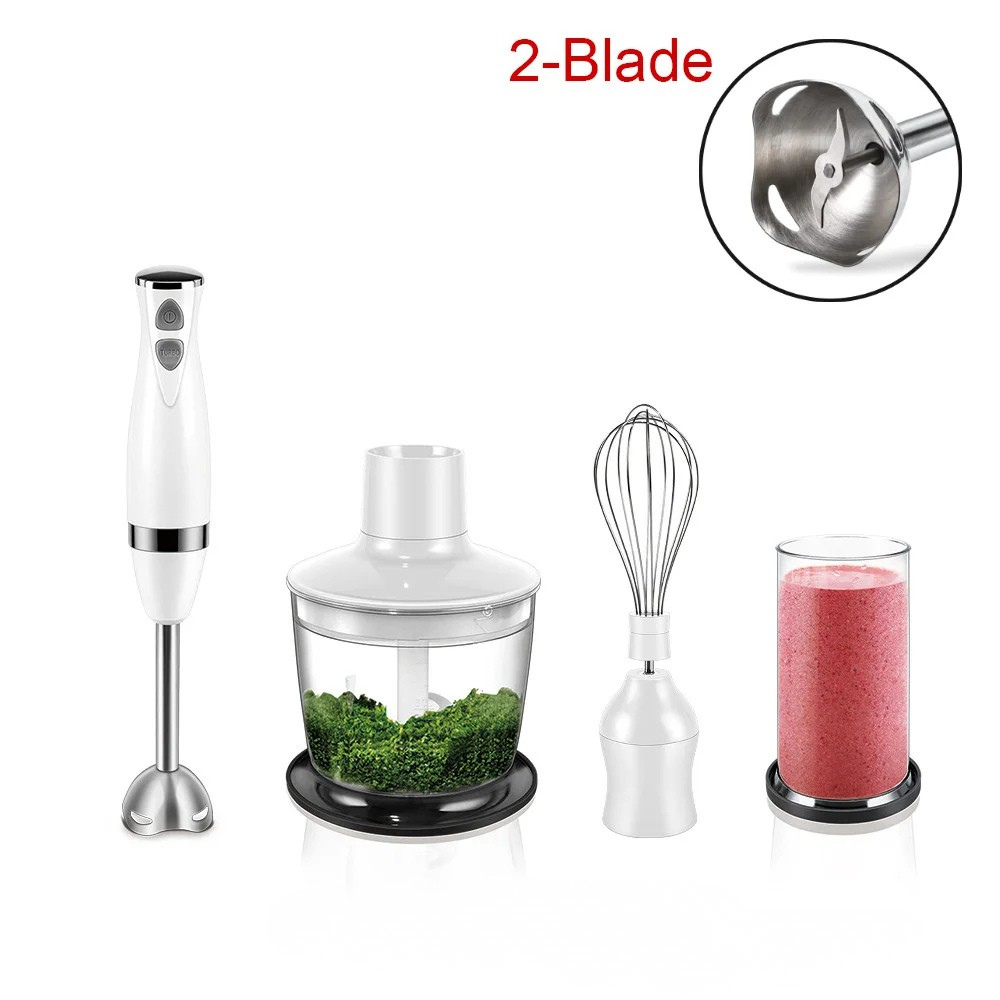 Hand Blender 3 In 1 Stainless Steel Immersion Food Mixer Chopper Whisk - White