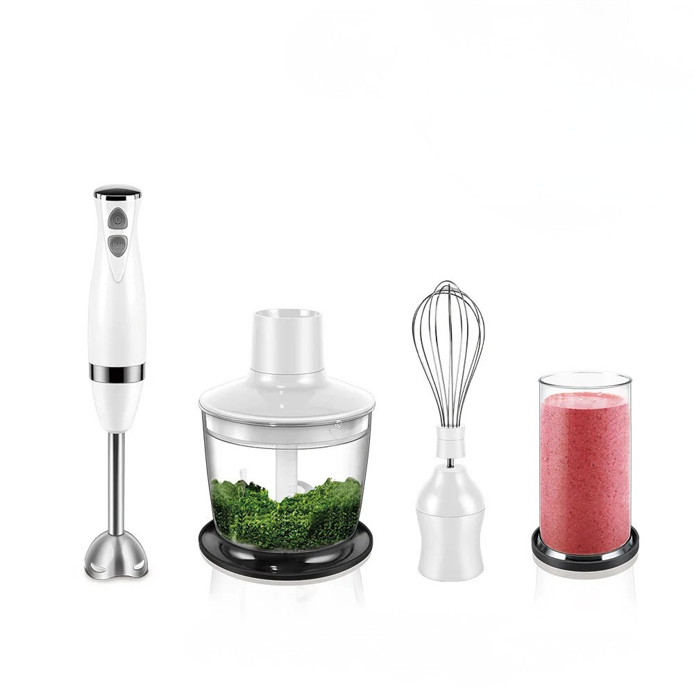 Hand Blender 3 In 1 Stainless Steel Immersion Food Mixer Chopper Whisk - White