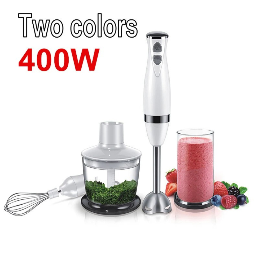 Hand Blender 3 In 1 Stainless Steel Immersion Food Mixer Chopper Whisk - White