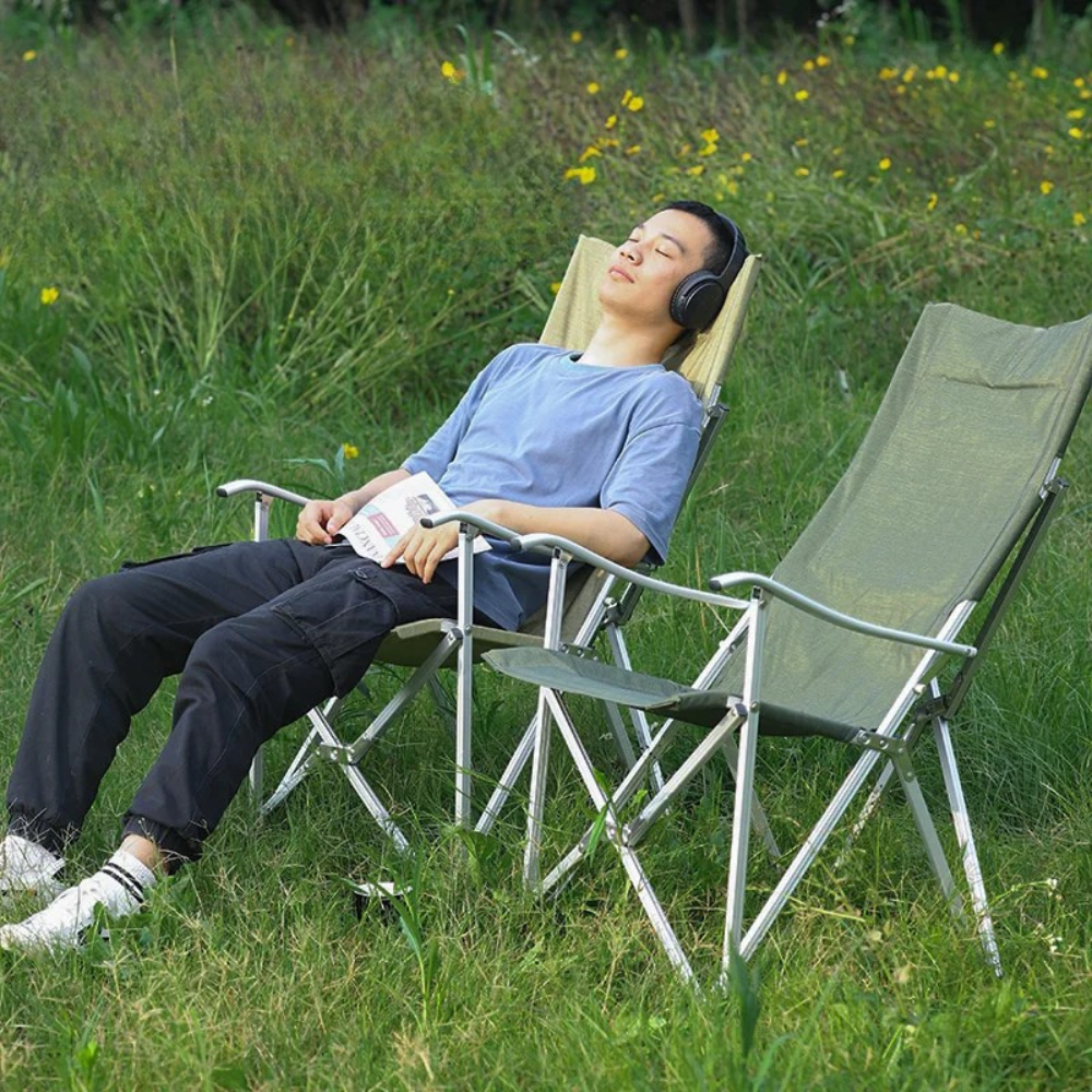 Camping Folding Chair Portable Aluminum Alloy Outdoor Backrest Chair - White