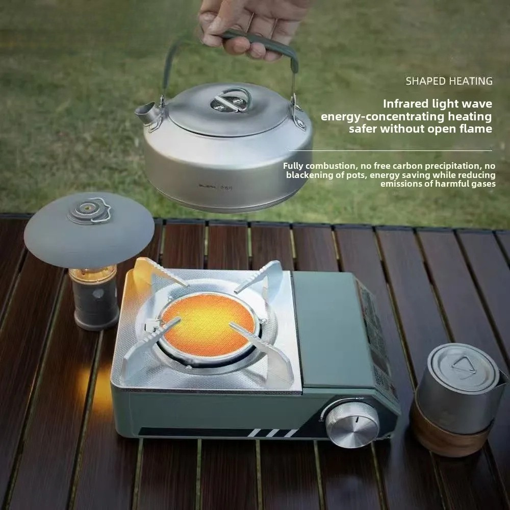 Camping Infrared Cooking Stove Portable Windproof Butane Cooker 25cm - White